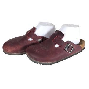 Birkenstock Women's Boston EU36 Zinfandel Red Leather Soft Footbed Clogs